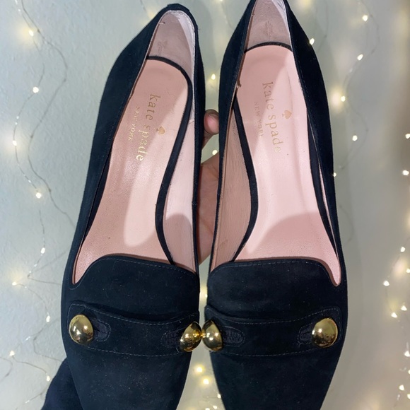 KATE SPADE Black Suede Heel with Gold Accents - Picture 3 of 3